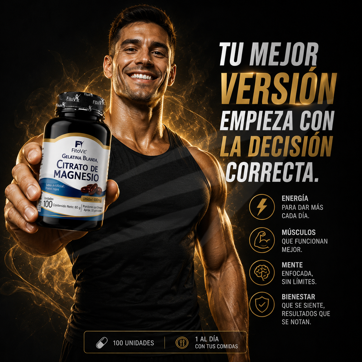 Citrato de Magnesio 600mg x100 Und Softgels - Fitovit