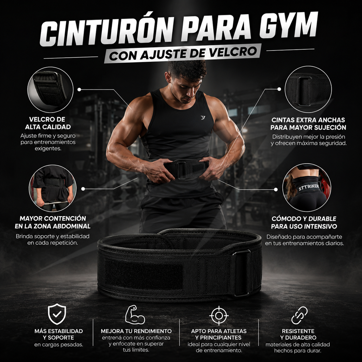 Cinturón Levantamiento Pesas Gimnasio