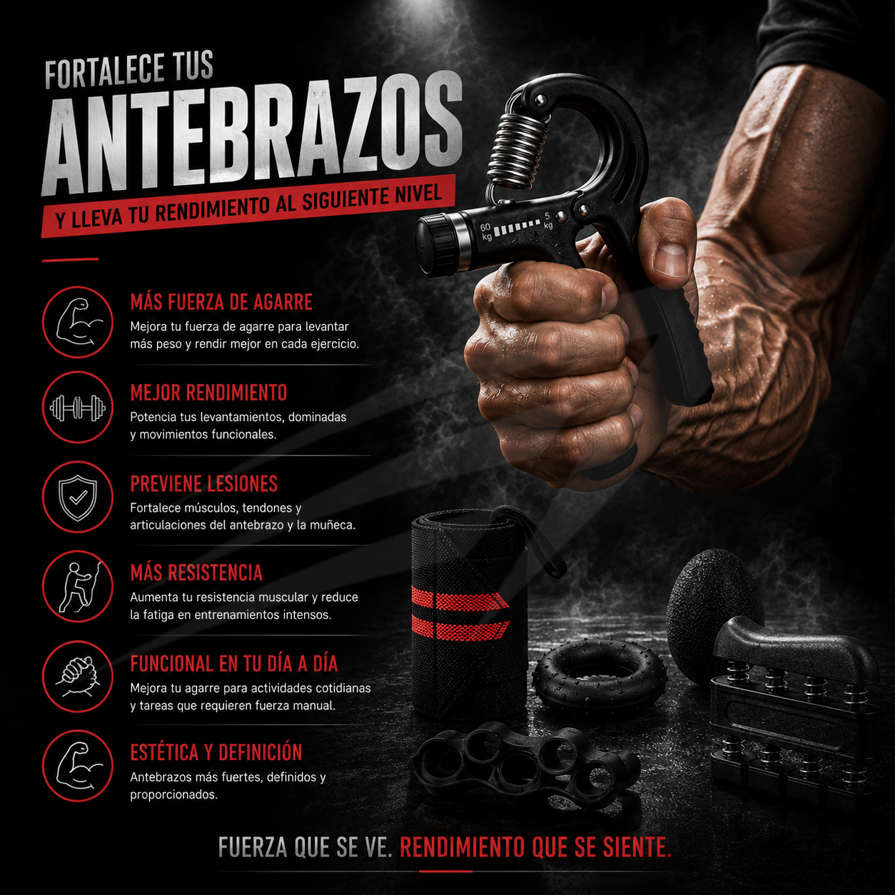 Kit de Ejercicio para Manos y Antebrazos (5 Piezas)