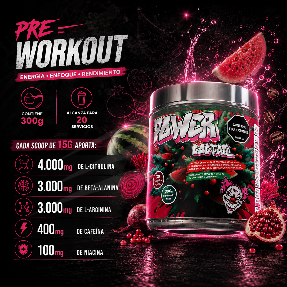 Pre Entreno Power Coctail 300g