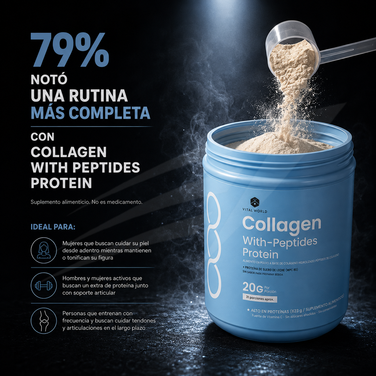 Colágeno con Péptidos y Proteína - Vital World